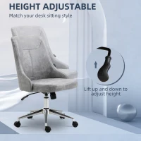 Vinsetto Armless Task Chair, Mid-back Desk Chair, Microfiber Home Office Chair with Adjustable Height, Tilt, Swivel Function, Vanity Chair with Wheels, Light Grey(m-4)