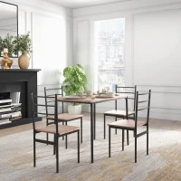 HOMCOM 5 Piece Dining Table Set for 4, Space Saving Kitchen Table and 4 Chairs, Rectangle, Steel Frame for Dining Room, Oak(m-7)