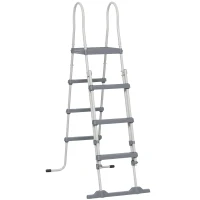 Outsunny 70" Above Ground Swimming Pool Ladder, A-Frame Deck Ladder, Non-slip Steps and Handrails for 48" Pool Wall Height, Gray(m-1)