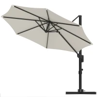 Outsunny 10' Offset Patio Umbrella Cantilever Umbrella with Aluminium Pole 360° Rotation and Tilt Adjustment, White(m-2)