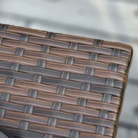 Outsunny Outdoor Side Table with Umbrella Hole, 2 Tier Rattan Wicker End Table with Storage Shelf, All Weather(m-7)