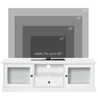 HOMCOM Modern TV Stand Cabinet for TVs up to 60 Inches, Entertainment Center with Drawer and Glass Doors for Living Room, White(m-7)