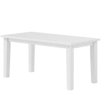 Outsunny Rectangle Outdoor Coffee Table, HDPE All-Weather Outdoor Patio Table with Slatted Tabletop for Yard, Balcony, White(m-1)