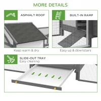 PawHut 97" Chicken Coop Poultry Cage with Double Run, Nesting Box, Gray(m-7)