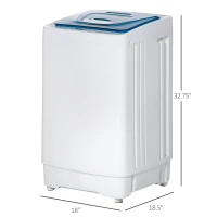 HOMCOM 2-In-1 Full Automatic Portable Washing Machine and Spin Dryer, 1.38Cu Ft Compact Laundry Washer with Wheels, Built-in Gravity Drain and 8 Programs for Apartment, Dorm, RVs, White(m-3)