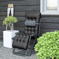 Outsunny Padded Zero Gravity Chair, Folding Recliner Chair with Cup Holder Cushion, Black(m-8)