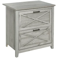 HOMCOM Retro Wooden 2-Drawer Lateral File Chest Cabinet Pedestal for Document Storage with Hanging Bar for Letter/Legal Size, Grey(m-1)