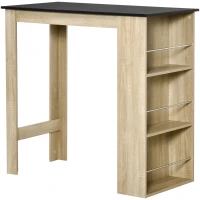 HOMCOM Bar Table Counter Height Dining Table with 3 Storage Shelves for Kitchen, Dining Room, Living Room, Natural(m-9)