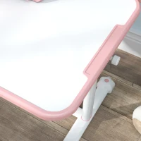 Qaba Height Adjustable Kids Desk and Chair Set for Writing Drawing w/ Tilt Desktop, Storage Drawer and Reading Rack, Pink(m-9)
