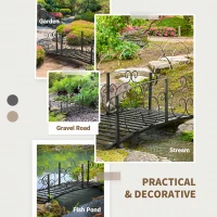 Outsunny 6' Metal Arch Backyard Garden Bridge, Safety Siderails, Arc Footbridge for Backyard Creek, Stream, Pond(m-6)