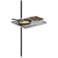 Outsunny Swivel Campfire Grill, 360° Adjustable Heavy Duty Chrome-Plated Steel Campfire Cooking Grate, Silver(m-9)