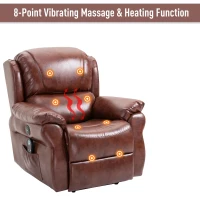 HOMCOM Vibration Massage Recliner Chair for Living Room with Heat,   Single Sofa, PU Leather Power Reclining Chair, Home Theater Seating with Footrest, Brown(m-4)