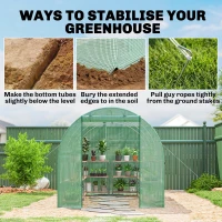 Outsunny 15' x 6.6' x 6.6' Walk-in Tunnel Greenhouse Garden Plant Seed Growing Warm House Outdoor Hot House w/ Roll Up Door, Windows, PE Cover Green(m-9)