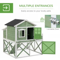 PawHut 44" Chicken Coop, Wooden Chicken House Hen Run, Rabbit Hutch with Nesting Box, Removable Tray, Asphalt Roof, Planting and Lattice, Green(m-6)