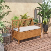 Outsunny 30 Gallon Storage Bench Deck Box with Zippered Padded Cushion Loveseat Perfect for Patio Garden Storage and Front Porch Decor(m-2)
