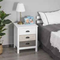 HOMCOM Accent Table Storage Cabinet with 3 Drawers Wooden Bedside Table Night Stand, Home Furniture(m-1)