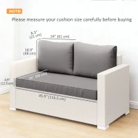 Outsunny 2 Seater Outdoor Seat Cushions with Backrest, Loveseat Double Sofa Outdoor Furniture Cushions, Light Grey(m-3)