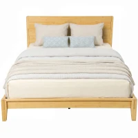 HOMCOM Queen Size Bamboo Platform Bed Frame with Headboard and 12 Poplar Slats, No Box Spring Needed, Easy Assembly, Natural(m-11)