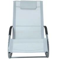 Outsunny Zero Gravity Rocking Chair Outdoor Chaise Lounge Chair Recliner Rocker with Detachable Pillow and Weather-Fighting Fabric for Patio, Deck, Pool, Gray(m-11)