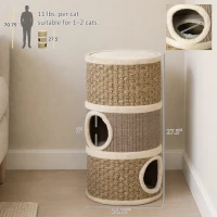 PawHut 28 Inch Cat Condo, 3 Story Cat Hideaway with Sisal Scratching Pad(m-3)
