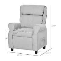 Qaba Kids Recliner Chair Children Sofa Angle Adjustable Single Lounger Armchair Gaming Chair, Light Grey(m-3)