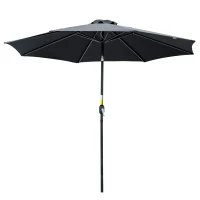 Outsunny 10' x 8' Round Market Umbrella, Patio Umbrella with Crank Handle and Tilt, Outdoor Parasol for Garden, Black(m-2)
