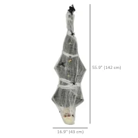 HOMCOM 55.9 Inch/4.7ft Life Size Outdoor Halloween Decoration Hanging Mummy with Spider Web, Animated Prop Decor with Sound and Motion Activated, Light Up Eyes, Creepy Sound(m-3)