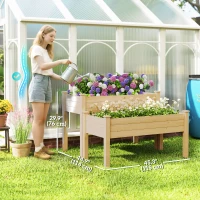 Outsunny 2 Tiers Wood Plant Raised Bed Flower Vegetable Herb Grow Box Stand Garden  Step Planter Stand Free Combination Natural(m-3)