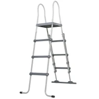 Outsunny 70" Above Ground Swimming Pool Ladder, A-Frame Deck Ladder, Non-slip Steps and Handrails for 48" Pool Wall Height, Gray(m-11)