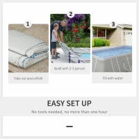 Outsunny 14' x 8' x 4' Above Ground Swimming Pool, Rectangular Steel Frame, Non-Inflatable, Filter Pump, Light Grey(m-5)
