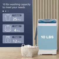HOMCOM 2-In-1 Full Automatic Portable Washing Machine and Spin Dryer, 1.38Cu Ft Compact Laundry Washer with Wheels, Built-in Gravity Drain and 8 Programs for Apartment, Dorm, RVs, White(m-17)