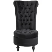 HOMCOM Retro High Back Armless Royal Accent Chair Fabric Upholstered Tufted Seat for Living Room, Dining Room and Bedroom, Black(m-11)