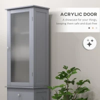 kleankin Tall Bathroom Cabinet, Bathroom Storage Cabinet with Drawers, 2 Doors and Adjustable Shelves, Grey(m-5)