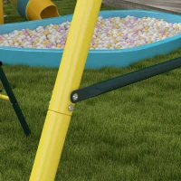 Outsunny Metal Swing Set for Backyard 5 in 1 Design Holds up to 440 lbs. for Ages 3-8, Yellow(m-8)