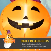 Outsunny 3.4ft Inflatable Halloween Window Sticker Ghost with Orange Face, Blow Up LED  Display for Garden Indoor Outdoor(m-4)
