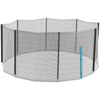 Soozier Trampoline Safety Net for 14ft Round Trampoline with 8 Straight Poles Poles Not Included, Weather Resistant Trampoline Net Replacement Enclosure with Yellow Zippered Entrance, Blue(m-1)