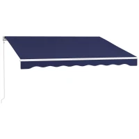 Outsunny 10' x 8' Retractable Awning, Electric Awning, UV Protection Sun Shade Shelter with Remote and Crank Handle, Dark Blue(m-1)