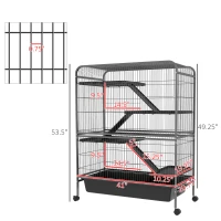 PawHut 53.5"H Small Animal Cage 5-Level Metal Ferret Cage for Rabbits(m-3)