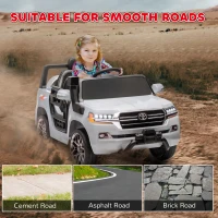 Qaba 12V Toyota LAND CRUISER Licensed Kids Car w/ Remote Control, Four Wheel Spring Suspension, Soft Start, LED Light, Grey(m-7)