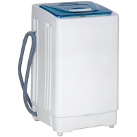 HOMCOM 2-In-1 Full Automatic Portable Washing Machine and Spin Dryer, 1.38Cu Ft Compact Laundry Washer with Wheels, Built-in Gravity Drain and 8 Programs for Apartment, Dorm, RVs, White(m-1)