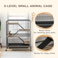 PawHut 53.5"H Small Animal Cage 5-Level Metal Ferret Cage for Rabbits(m-8)