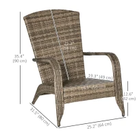Outsunny Patio Wicker Adirondack Chair, Outdoor PE Rattan Fire Pit Chair, Muskoka Chair w/ Soft Cushions, Tall Curved Backrest and Comfortable Armrests for Deck Garden, Blue(m-3)
