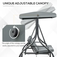 Outsunny Convertible Patio Swing Bed with Canopy and Cushions, 3 Seater Porch Swing for Outdoor, Backyard, Garden, Dark Grey(m-4)