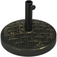 Outsunny 40lbs. Concrete Umbrella Base with Rattan Effect, Heavy Duty Parasol Stand for Outdoor Patio Umbrella, Bronze(m-9)