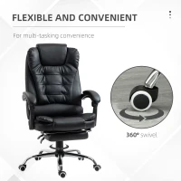 HOMCOM High Back Computer Office Chair with Footrest, Black(m-6)