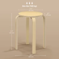 HOMCOM Round Stackable Chairs Set of 4, 18-Inch Backless Stacking Stools for Kitchen, Dining Room, Office, Outdoors(m-3)