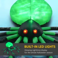 HOMCOM 6' Halloween LED Yard Decor Crawling Spider, Blow Up Inflatable Outdoor Decoration for Garden, Waterproof(m-4)
