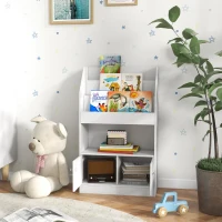 Qaba Toy Storage Organizer Shelf, Kids Bookshelf for Bedroom, Playroom, Nursery, White(m-8)