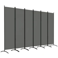 Outsunny 6 Panel Folding Room Divider, UV30+ Privacy Screen, Indoor Outdoor Privacy Panel with Stable Base, Dark Grey(m-9)