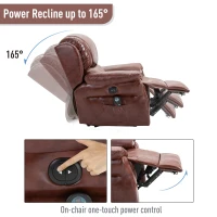 HOMCOM Vibration Massage Recliner Chair for Living Room with Heat,   Single Sofa, PU Leather Power Reclining Chair, Home Theater Seating with Footrest, Brown(m-5)